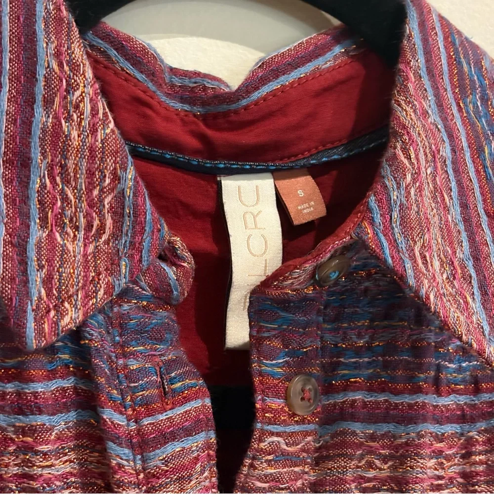 Pilcro Anthropologie Seamed Tunic Buttondown in Metallic Plum Small Wool Blend - Picture 7 of 10